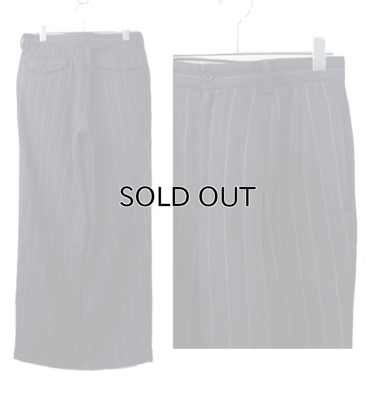 画像2: 1990's "Banana Republic" Cotton/Wool Stripe Trousers NAVY size  w 33 inch (表記 33R) (2)