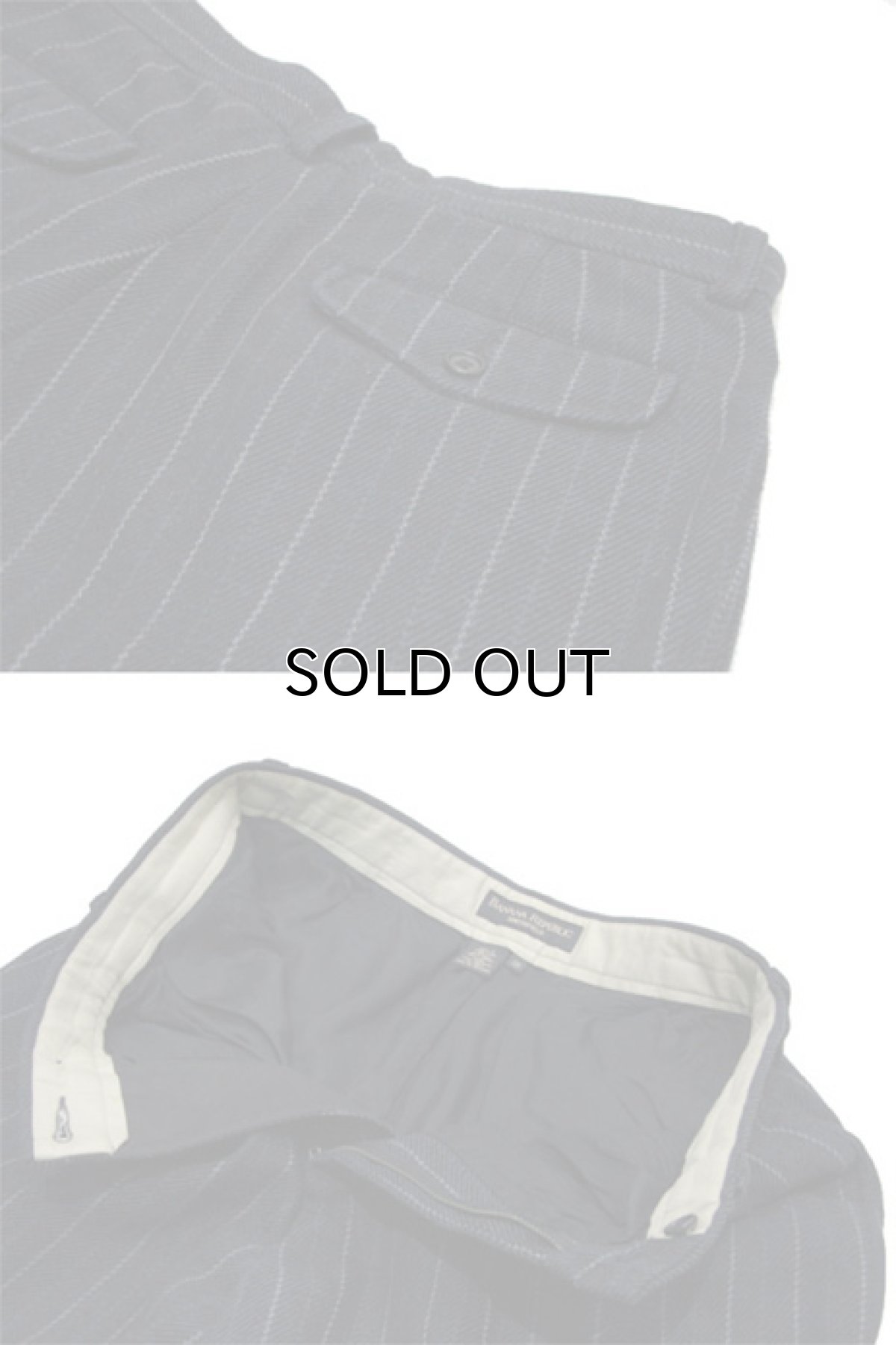 画像4: 1990's "Banana Republic" Cotton/Wool Stripe Trousers NAVY size  w 33 inch (表記 33R) (4)