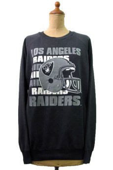 画像1: 1980's "RAIDERS" Crew Neck Pullover Sweat　黒　size M 位 (表記 L) (1)