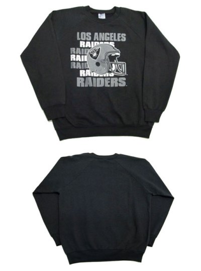 画像1: 1980's "RAIDERS" Crew Neck Pullover Sweat　黒　size M 位 (表記 L)