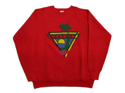 画像1: 1980's "GUESS" Crew Neck Pullover Sweat　RED　size M 位 (表記 L)