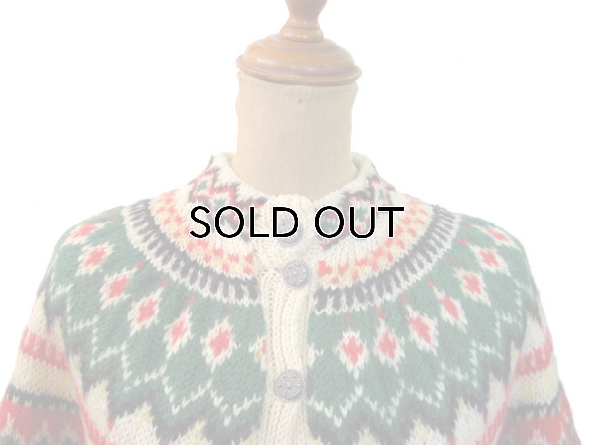 画像3: 1970's Nordic Pattern Hand Knit Cardigan　size M 位 (表記 無し) (3)