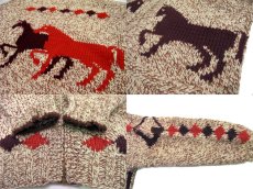 画像4: 1970's ~ Cowichan Sweater 馬　size L ~ XL 位 (表記 無し) (4)