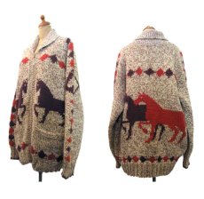 画像2: 1970's ~ Cowichan Sweater 馬　size L ~ XL 位 (表記 無し) (2)