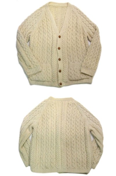 画像1: OLD EUROPE Big Size Fisherman's Sweater (Cardigan)　size XL ~ 位 (表記 無し)