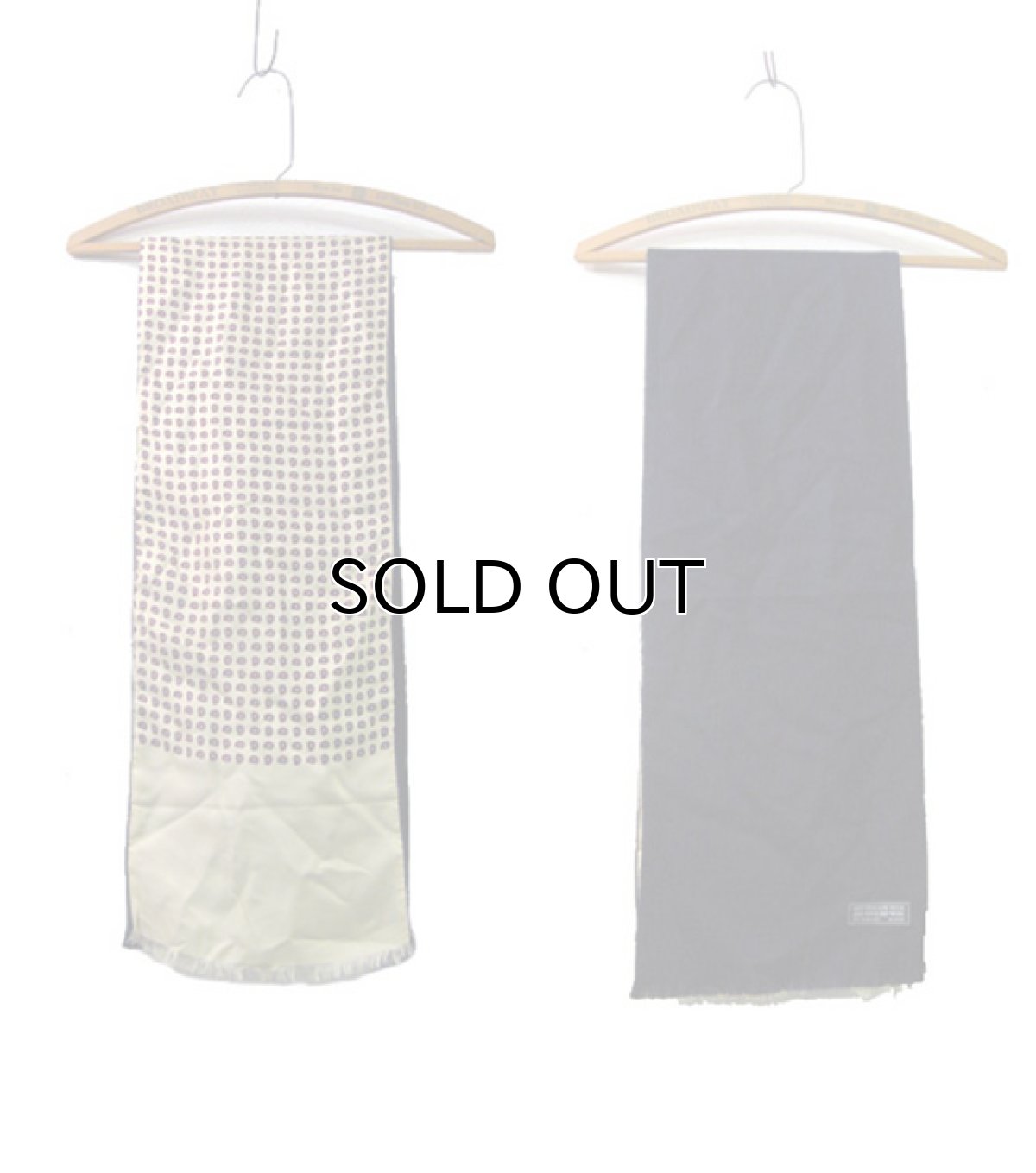 画像3: OLD Paisley Pattern SILK / WOOL  Stole BEIGE x NAVY (3)