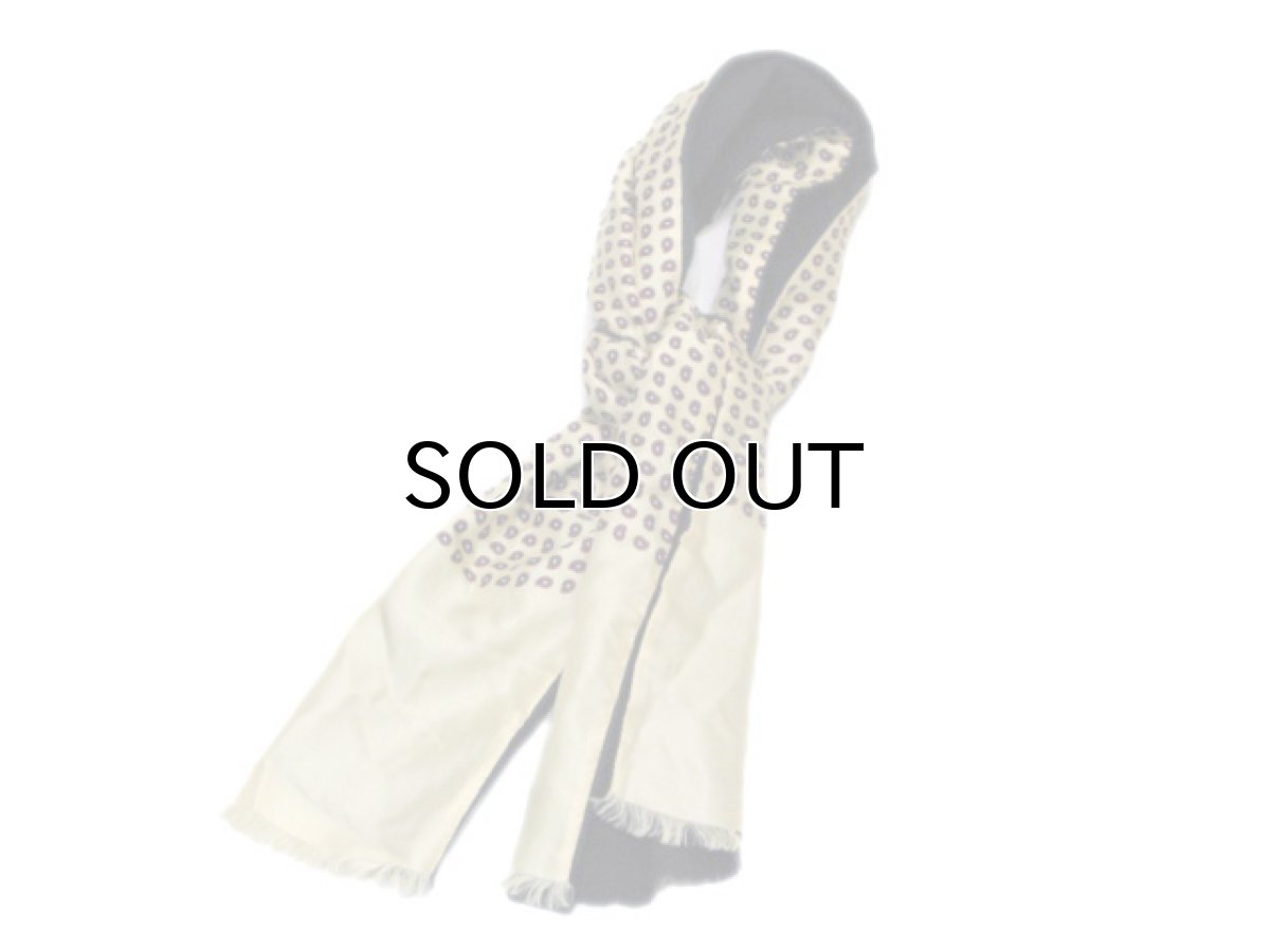 画像5: OLD Paisley Pattern SILK / WOOL  Stole BEIGE x NAVY (5)