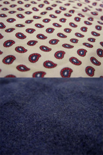 画像3: OLD Paisley Pattern SILK / WOOL  Stole　BEIGE x NAVY