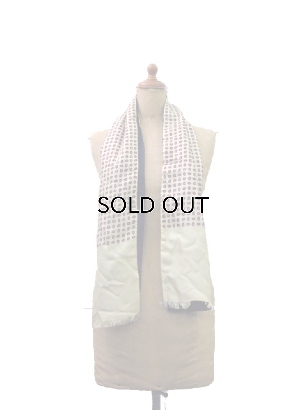 画像2: OLD Paisley Pattern SILK / WOOL  Stole BEIGE x NAVY (2)