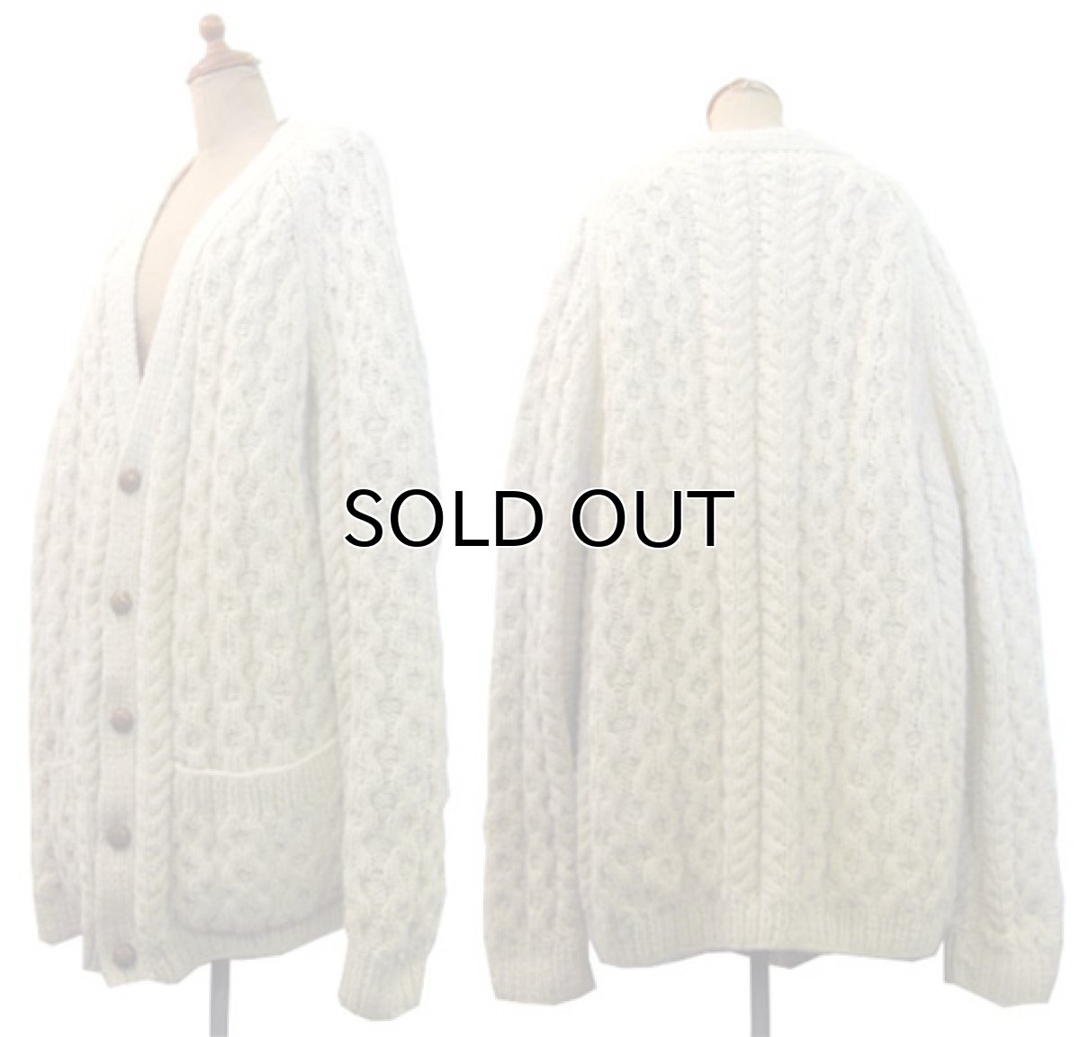 画像2: OLD EUROPE Big Size Fisherman's Sweater (Cardigan)　size XL ~ 位 (表記 無し) (2)