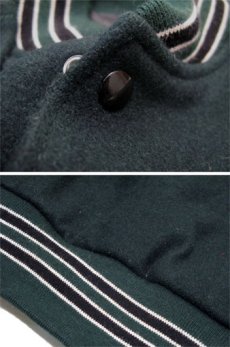 画像5: 1990's "Holloway" Leather Sleeve Stadium Jacket　GREEN/BLACK　size M - L (表記 M) (5)