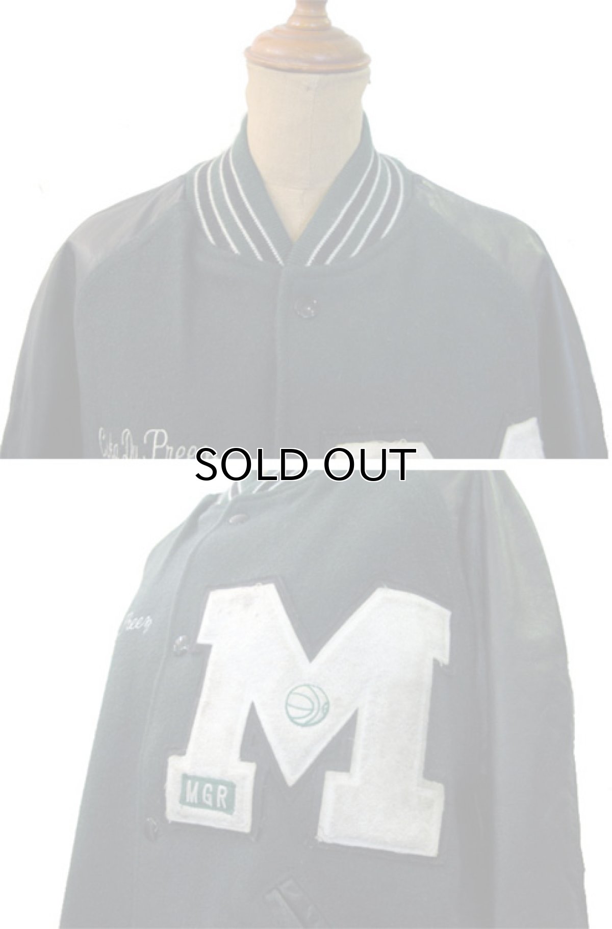 画像3: 1990's "Holloway" Leather Sleeve Stadium Jacket GREEN/BLACK size M - L (表記 M) (3)