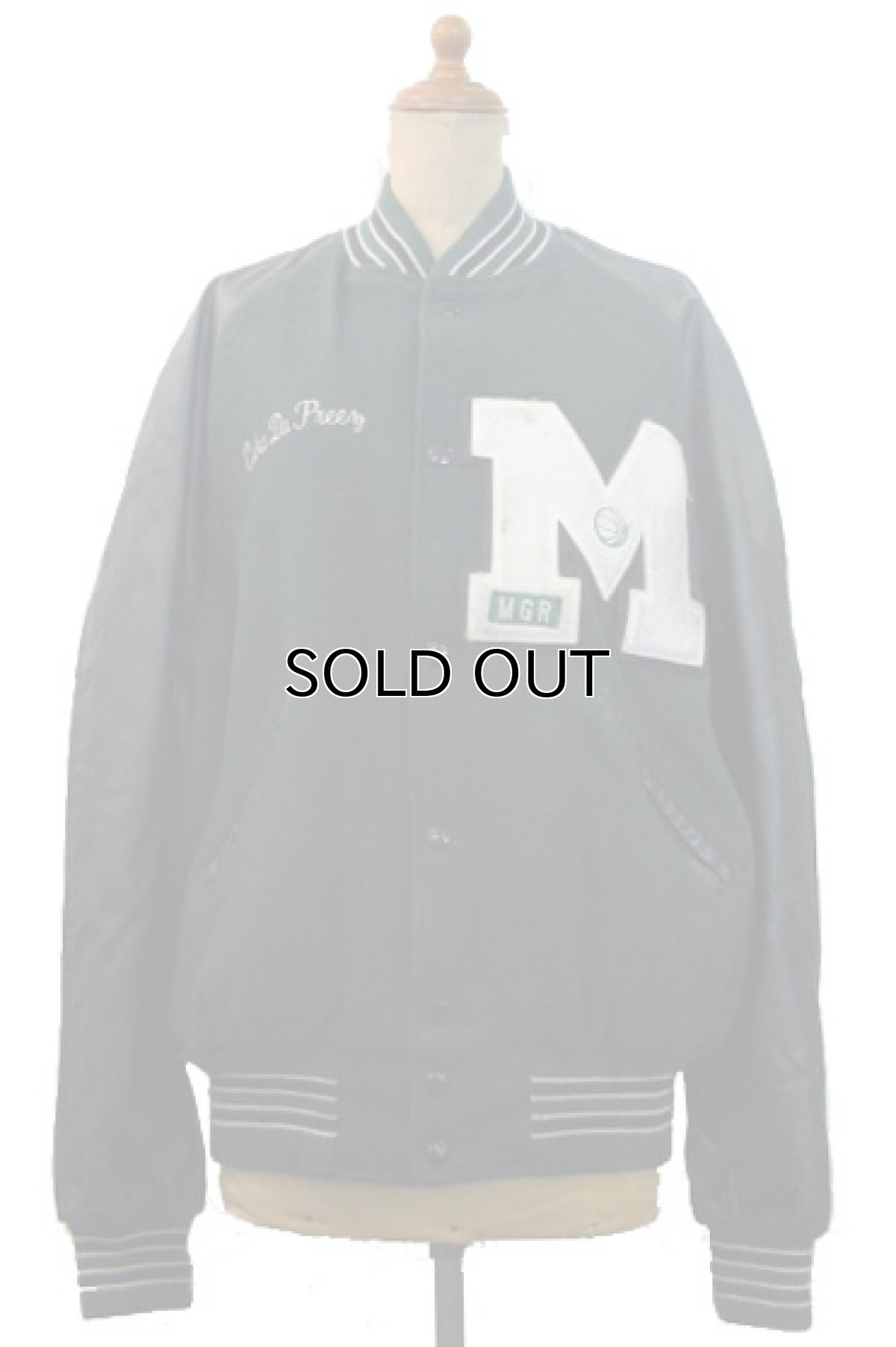 画像1: 1990's "Holloway" Leather Sleeve Stadium Jacket　GREEN/BLACK　size M - L (表記 M) (1)