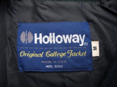 画像3: 1990's "Holloway" Leather Sleeve Stadium Jacket　GREEN/BLACK　size M - L (表記 M)