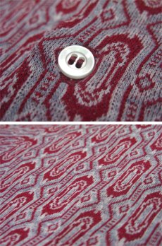 画像5: 1970's~ Jacquard L/S Shirts 総柄　GREY/BURGUNDY　size M 位 (表記 不明) (5)