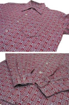 画像4: 1970's~ Jacquard L/S Shirts 総柄　GREY/BURGUNDY　size M 位 (表記 不明) (4)