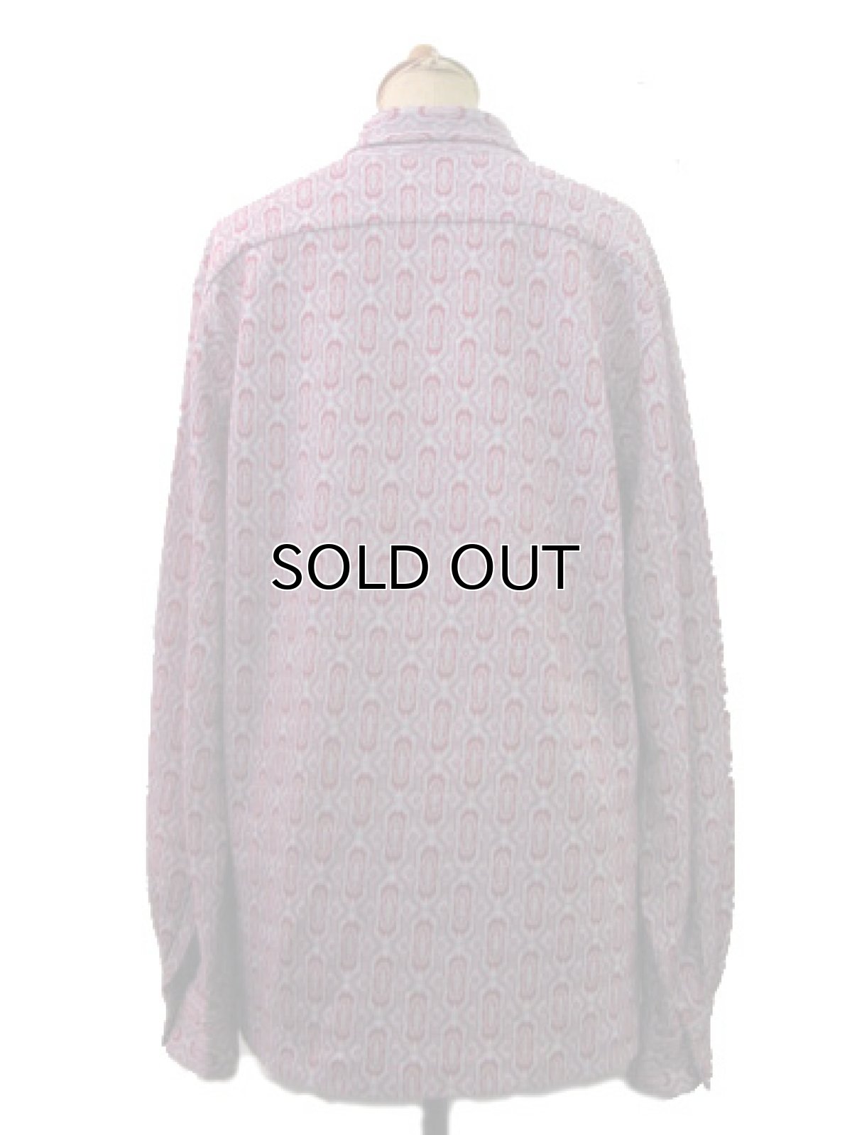 画像2: 1970's~ Jacquard L/S Shirts 総柄　GREY/BURGUNDY　size M 位 (表記 不明) (2)