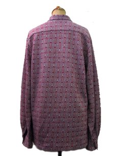 画像2: 1970's~ Jacquard L/S Shirts 総柄　GREY/BURGUNDY　size M 位 (表記 不明) (2)