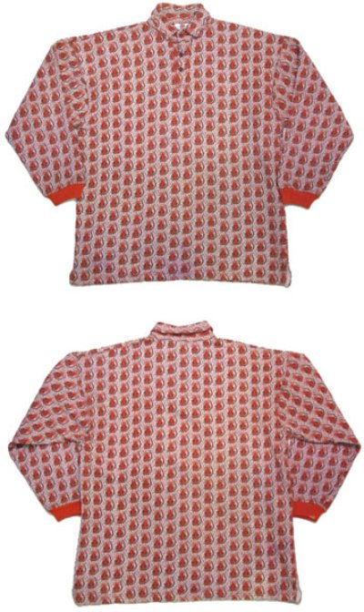 画像1: 1980's~ "MEDALLION" Jacquard Henley Neck Shirts "ふくろう" made in England　size L 位 (表記 42/44)