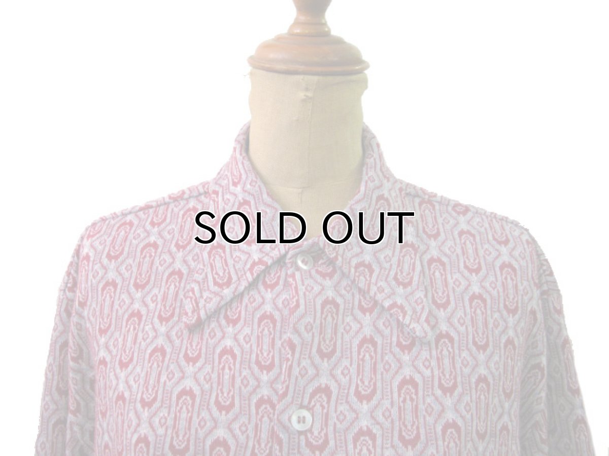 画像3: 1970's~ Jacquard L/S Shirts 総柄　GREY/BURGUNDY　size M 位 (表記 不明) (3)