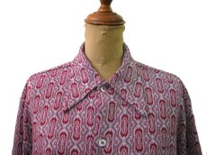 画像3: 1970's~ Jacquard L/S Shirts 総柄　GREY/BURGUNDY　size M 位 (表記 不明) (3)