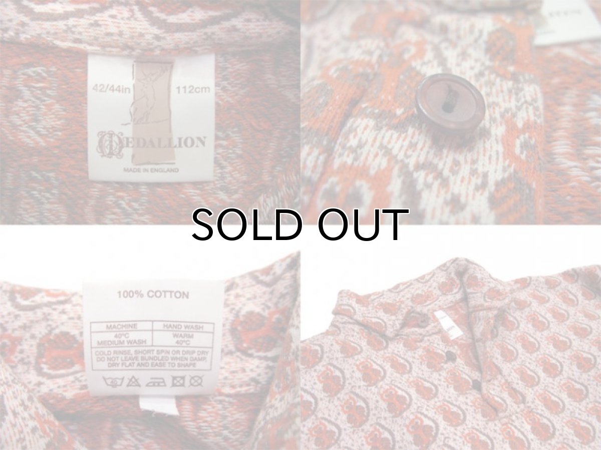 画像3: 1980's~ "MEDALLION" Jacquard Henley Neck Shirts "ふくろう" made in England size L 位 (表記 42/44) (3)