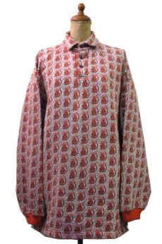 画像1: 1980's~ "MEDALLION" Jacquard Henley Neck Shirts "ふくろう" made in England　size L 位 (表記 42/44) (1)