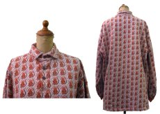 画像2: 1980's~ "MEDALLION" Jacquard Henley Neck Shirts "ふくろう" made in England　size L 位 (表記 42/44) (2)
