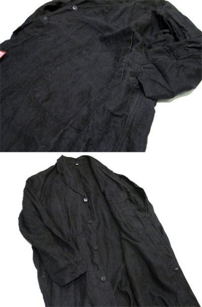 画像1: 1950's French "AU MOLINEL" Black Linen Work Coat DEAD STOCK - one wash　size L位 (表記 52)