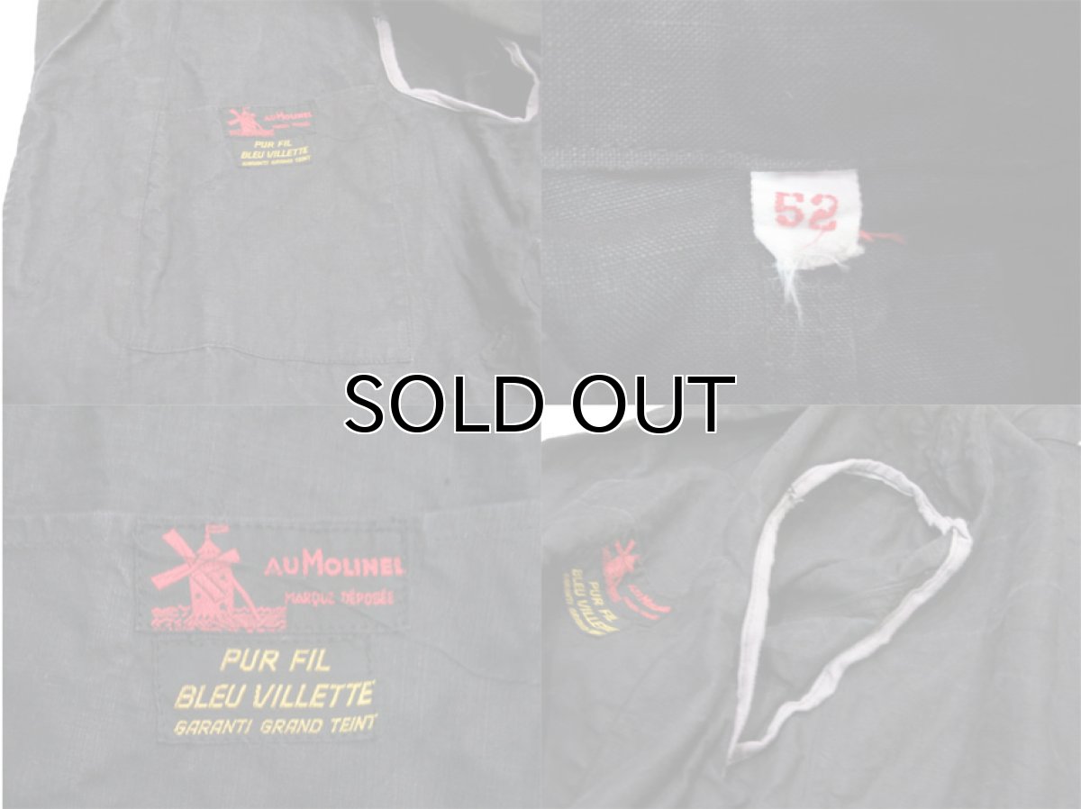 画像4: 1950's French "AU MOLINEL" Black Linen Work Coat DEAD STOCK - one wash　size L位 (表記 52) (4)