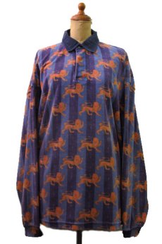 画像1: "SOME ISLAND" Velour L/S Pullover Shirts ライオン　size L~XL 位 (表記 L) (1)