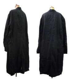 画像2: 1950's French "AU MOLINEL" Black Linen Work Coat DEAD STOCK - one wash　size L位 (表記 52) (2)