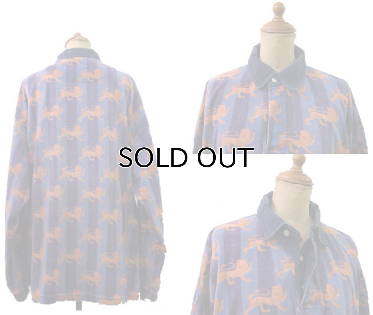 画像2: "SOME ISLAND" Velour L/S Pullover Shirts ライオン size L~XL 位 (表記 L) (2)