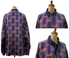 画像2: "SOME ISLAND" Velour L/S Pullover Shirts ライオン　size L~XL 位 (表記 L) (2)