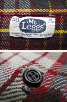 画像3: 1980's "Mr.Leggs" L/S Heavy Flannel Shirts  BURGUNDY系　size M位  (表記 M 15 1/2 TALL) (3)