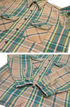 画像5: 1980's L/S Heavy Flannel Shirts  BEIGE/GREEN系　size M位  (表記 不明) (5)