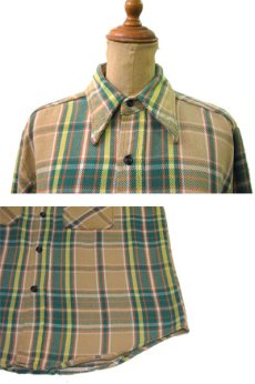 画像3: 1980's L/S Heavy Flannel Shirts  BEIGE/GREEN系　size M位  (表記 不明) (3)
