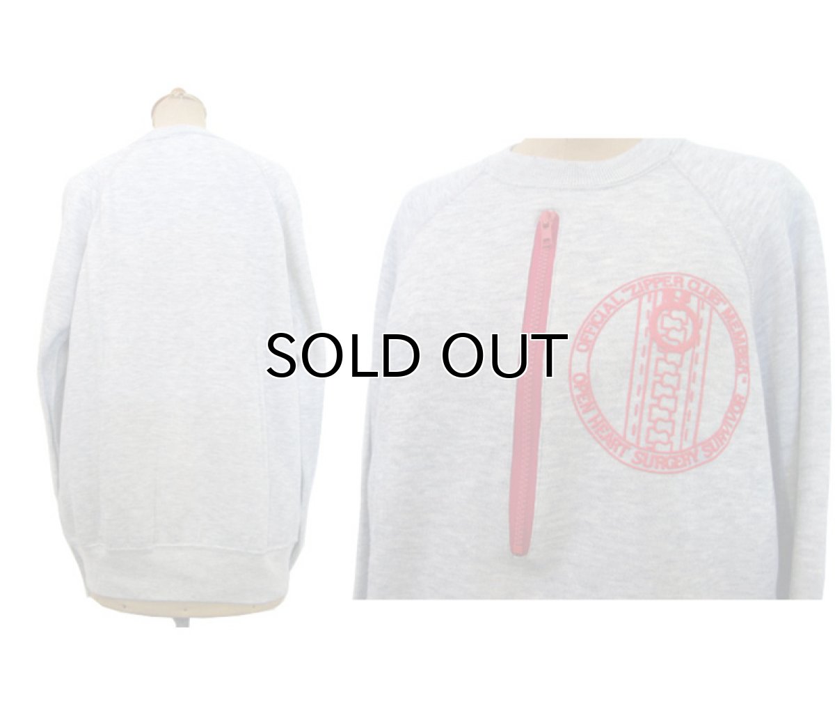 画像2: 1980's "ZIPPER CLUB" Crew Neck Sweat GREY/RED size M位 (表記 L) (2)