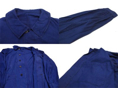 画像2: 1950's  French Metal Button Cotton Work Jacket　BLUE　size M 位 (表記なし)