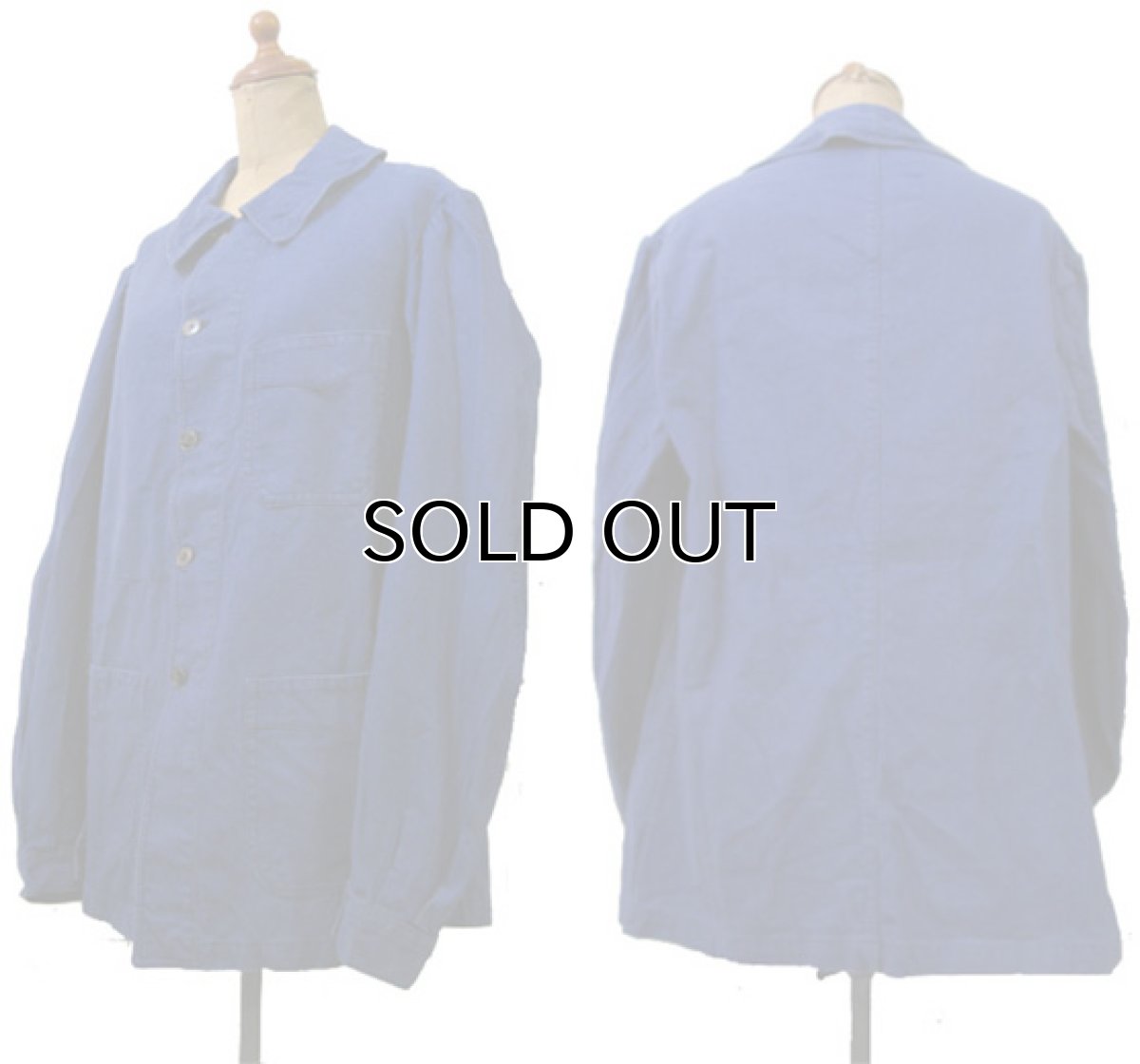 画像2: 1950's  French Metal Button Cotton Work Jacket BLUE size M 位 (表記なし) (2)