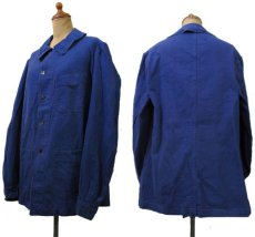 画像2: 1950's  French Metal Button Cotton Work Jacket　BLUE　size M 位 (表記なし) (2)