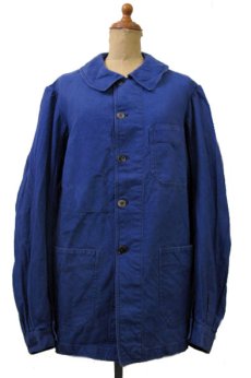 画像1: 1950's  French Metal Button Cotton Work Jacket　BLUE　size M 位 (表記なし) (1)