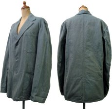 画像2: 1950's Swedish 3-Button Cotton Work Jacket DEAD STOCK - one wash　GREEN　size M - L  (表記 なし) (2)
