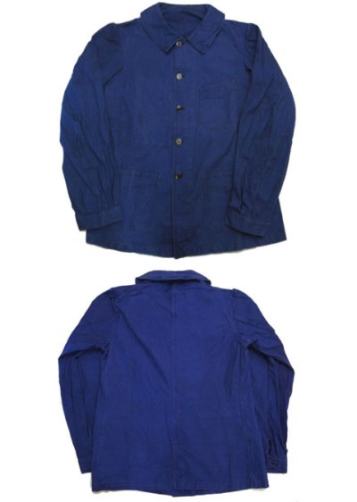 画像1: 1950's  French Metal Button Cotton Work Jacket　BLUE　size M 位 (表記なし)