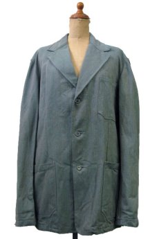画像1: 1950's Swedish 3-Button Cotton Work Jacket DEAD STOCK - one wash　GREEN　size M - L  (表記 なし) (1)