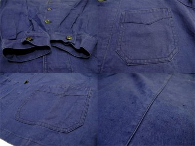 画像3: 1950's  French Metal Button Cotton Work Jacket　BLUE　size M 位 (表記なし)