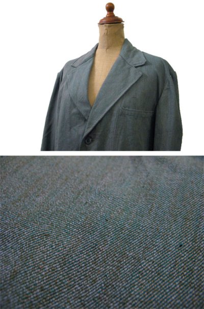 画像2: 1950's Swedish 3-Button Cotton Work Jacket DEAD STOCK - one wash　GREEN　size M - L  (表記 なし)