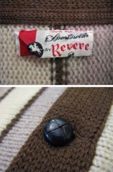 画像3: 1970's "Revero" Stripe Wool Cardigan　BEIGE　size M 位 (表記 M) (3)