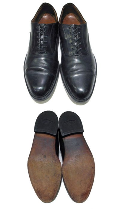 画像1: ~1970's UNKNOWN Straight Tip Leather Shoes　BLACK　size 9 1/2 B  ( 27~27.5 cm )