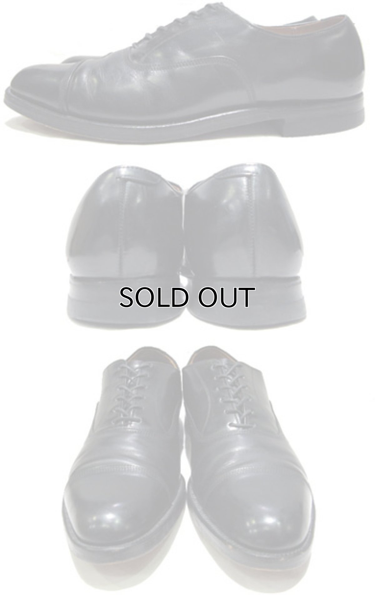 画像2: ~1970's UNKNOWN Straight Tip Leather Shoes BLACK size 9 1/2 B  ( 27~27.5 cm ) (2)